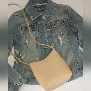 Anthropologie Samara Vegan Leather Medium Shoulder Bag in Beige / Nude